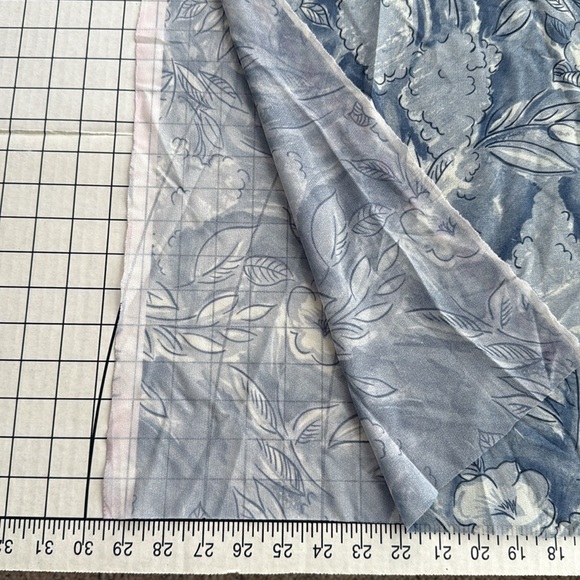 1.5 Yards 56” Gray/Blue Floral Semi-Sheer Polyester Fabric - Picture 6 of 12